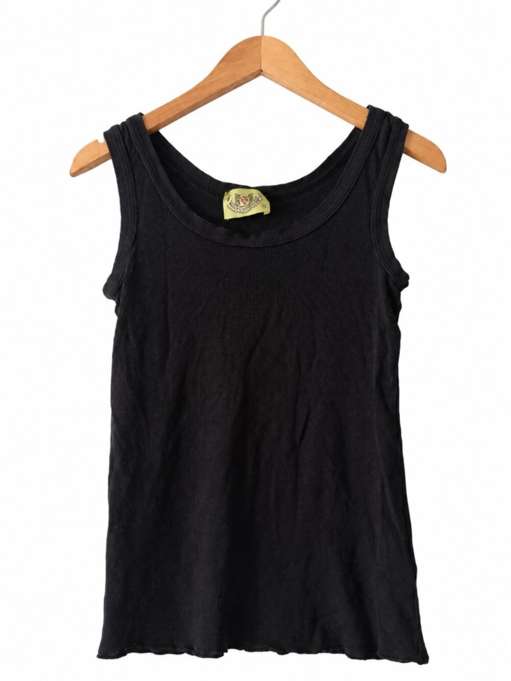 Juicy Couture Black 100% Cotton Ribbed Scoop Neck Tank Made in USA Y2K Style L